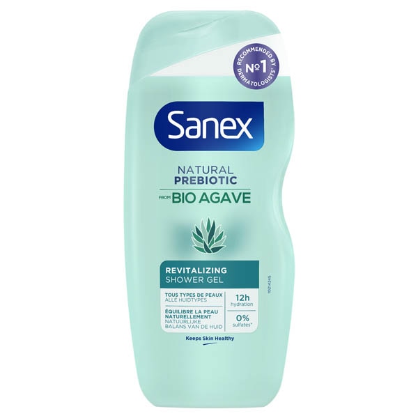 De verpakking van de Sanex Bio Agave Revitalizing douchegel.