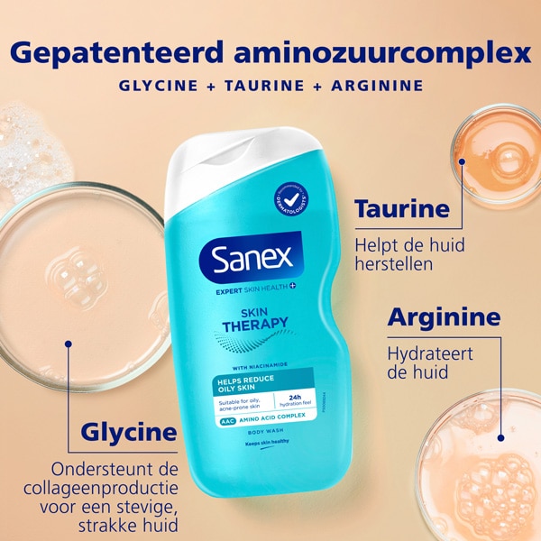 Sanex Skin Therapy Oily Skin Douchegel voordelenpictogrammen van Sanex-producten